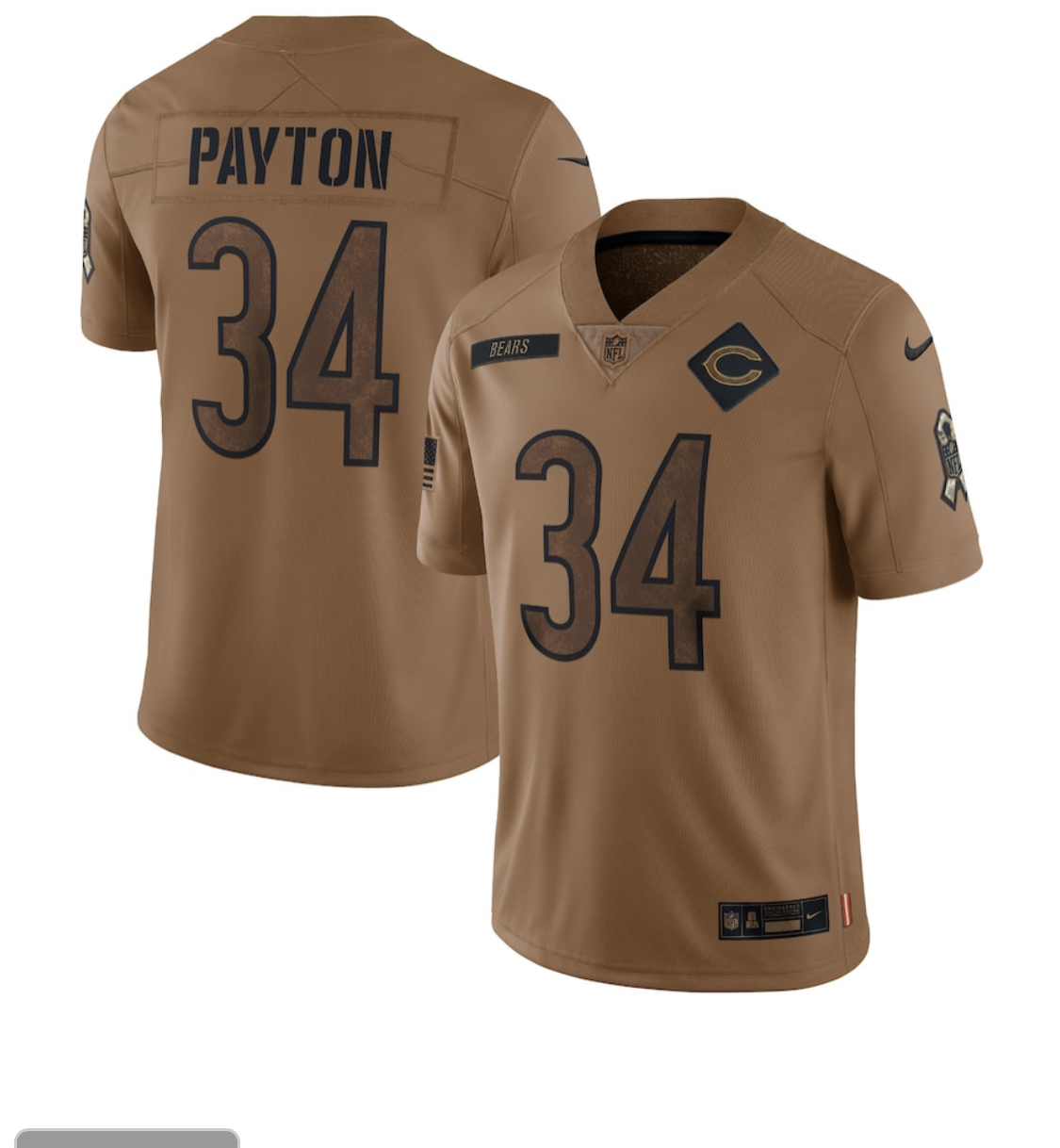 Men Chicago Bears #34 Payton brown Nike 2023 Salute To Service Limited NFL Jersey new style